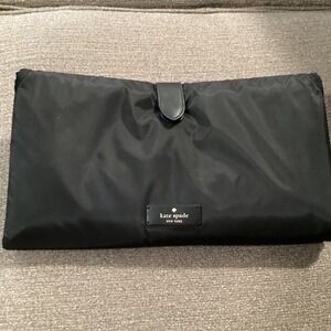 Kate Spade Black Nylon Changing Pad Baby Diaper Clutch Travel Portable